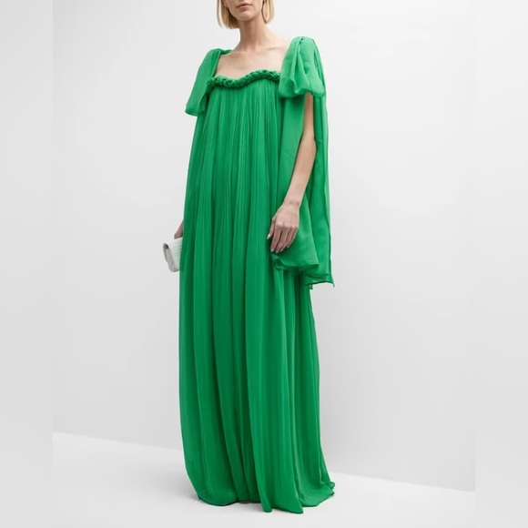 Leo Lin | Green Camilla Draped Gown - Picture 2 of 16